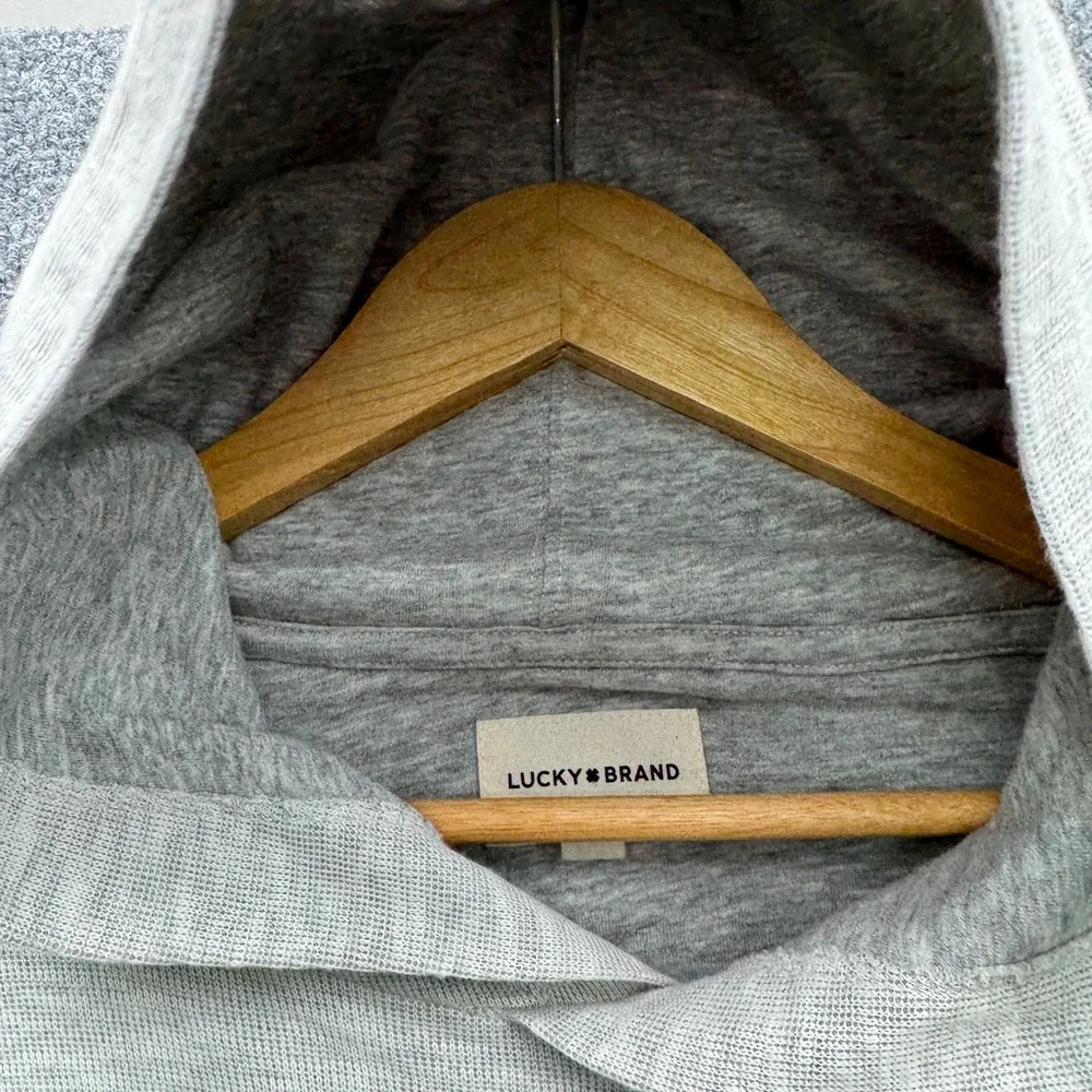 Lucky Brand‎ Hoodie Mens Small Gray Long Sleeve Lightweight Casual Fleece